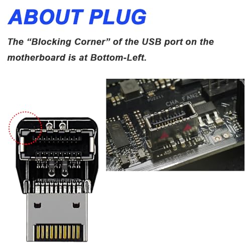 Adaptador USB 3.2 Tipo-E en ángulo de 90 grados (2 unidades) miniatura 5