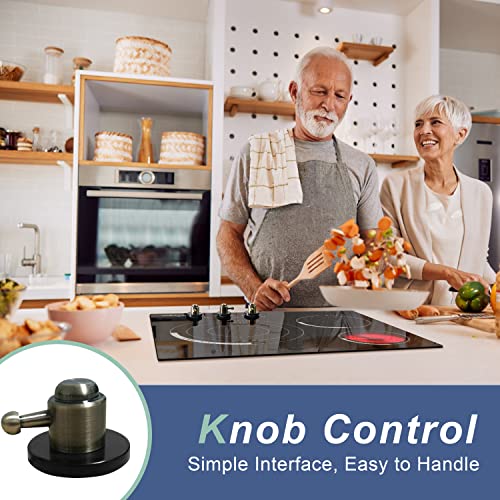 Cooksir 24 Inch Electric Cooktop, 3 Burner Built-In Ceramic Cooktop 220-240V, 5700W Electric Stove Top With Residual Heat Indicator, Over-Temperature Protection, Knob Control, Wiring Required, No Plug #TOP3