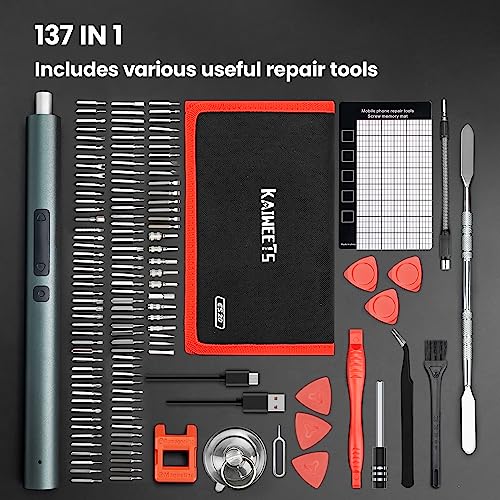 Kaiweets Mini Electric Screwdriver, 137 In 1 Electric Precision Screwdriver Set With 120 Bits, Rechargeable 2 Gears Torque Power Screwdriver Kit With Flashlight, Repair Tool For Laptops Pc Phones Watc #TOP1