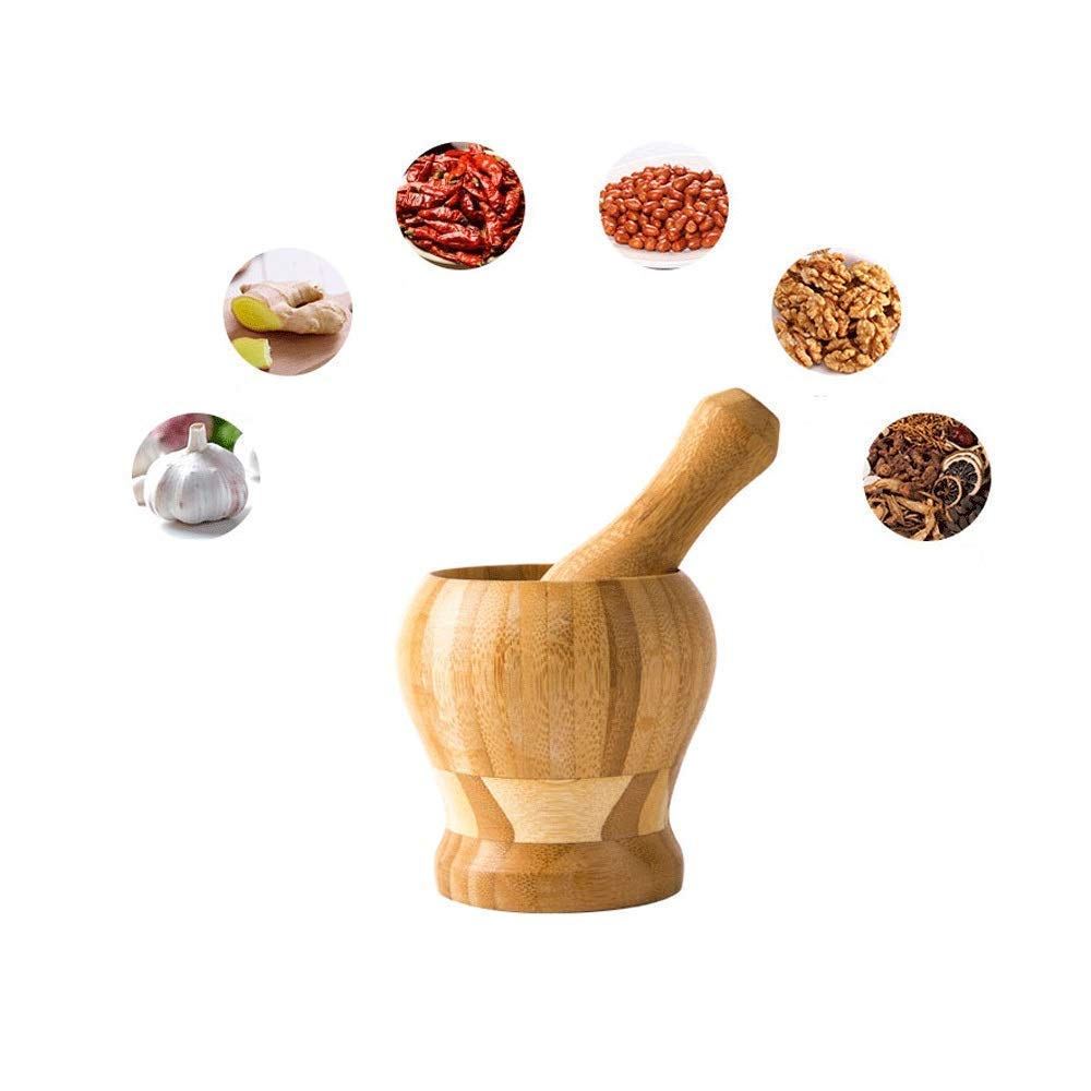 Bambusowy moździerz i tłuczek wyciskarka do czosnku imbir przyprawy zestaw do mielenia czosnku młynek do mięsa Herb Spice Masher Chopper Chopper Narzędzia kuchenne