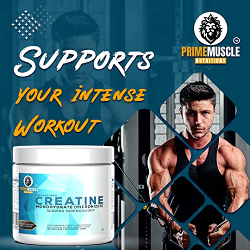 Image of PRIME MUSCLE NUTRITIONS Creatine Monohydrate Powder 66 Servings(Unflavoured,200 grams) Micronised Unflavoured Rapid Absorption Enhanced Muscle Strength&Power Fast Recovery Increases Muscle Mass