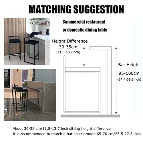 Tabourets de bar avec dossier confortable assise velours noir - 7