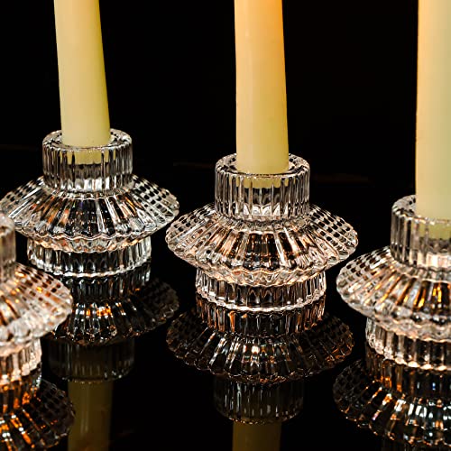 Glass ​Votive​ Candle Holders - Glass Candlestick Holders For Tealight/Taper Candle Set Of 6 Wedding And ​Tables Centerpieces Decorative, Fall, Party, Christmas Decoras Decor #TOP6