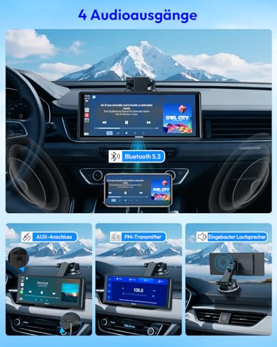 ESSGOO Carplay Android Auto Display,10.26 Zoll Apple Carplay Bildschirm für AirPlay/Mirror Link,Car Multimedia Player mit Wireless Touchscreen,GPS Navigation,Bluetooth5.3,AUX,Autoradio,Sprachassistent – Bild 5
