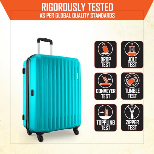 Image of Safari Genius Alley 75cm Large Size Check-in Trolley Bag Hard Case Polypropylene, 4 Spinner Wheels, 360 Degree Wheeling Luggage, Travel Bag, Suitcase for Travel, Trolley Bags for Travel, Scuba Blue