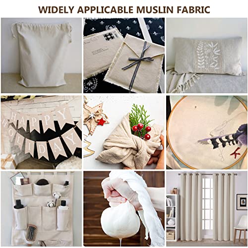 Hotgoden Medium Weight 100% Cotton Muslin Fabric: 63 Inch X 2,5,10 Yards Unbleached Muslin Linen Fabric Material For Sewing Material Apparel Cloth #TOP5