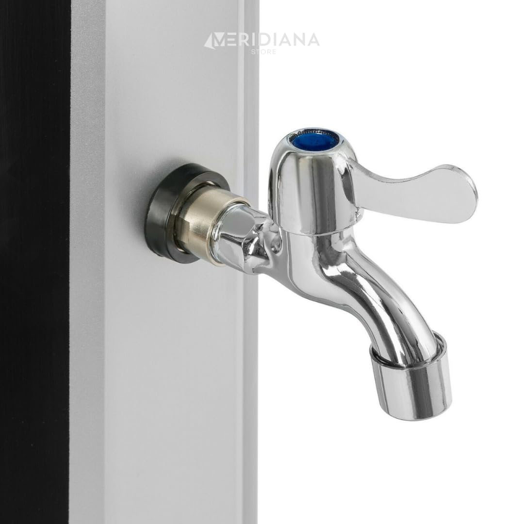 Meridiana Doccia Esterna Solare da Giardino 40L Acqua Fredda e Calda | Con Rubinetto Miscelatore e Soffione per Esterno Piscina, Doccia Solare Giardino, Doccia Solare da Esterno