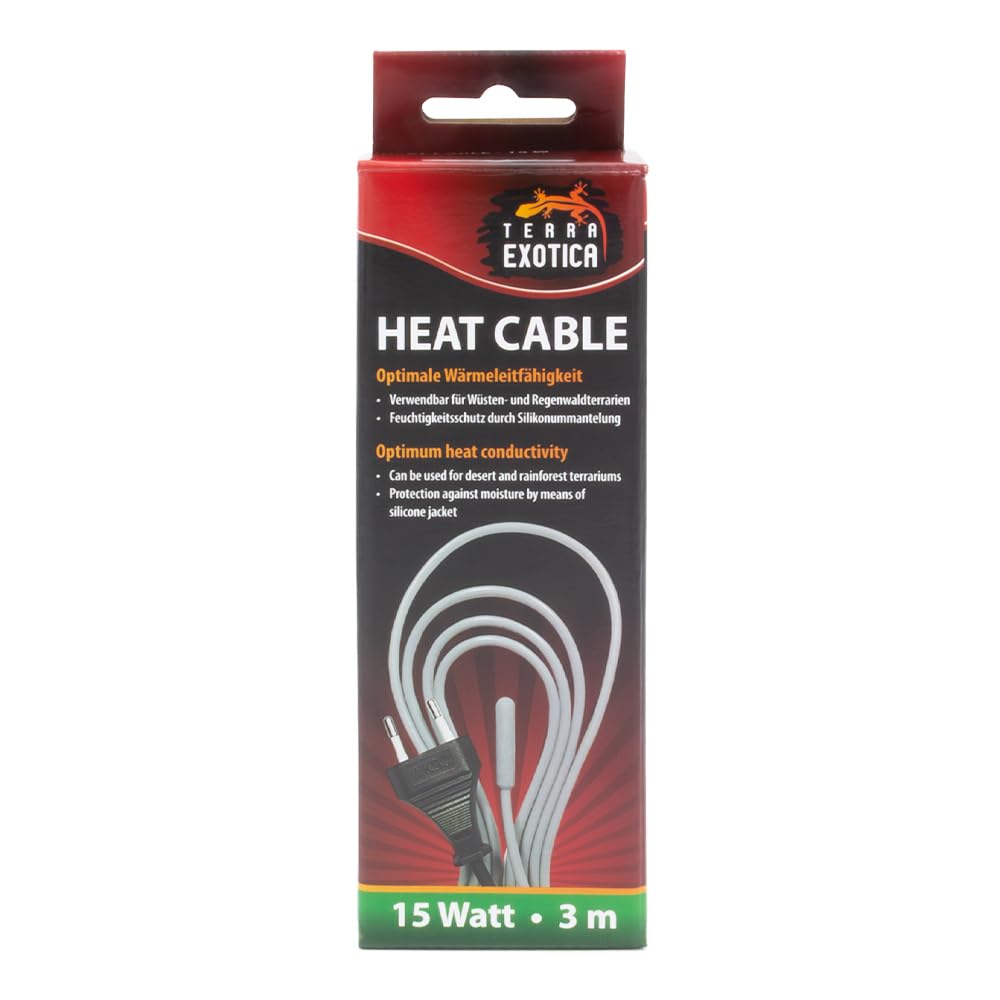 Terra Exotica Heizkabel - 15 Watt / 3 m Heat Cable - Bodenheizung für Terrarien - Terrarium Heizung - Silikonheizkabel für optimale Wärmeleitfähigkeit