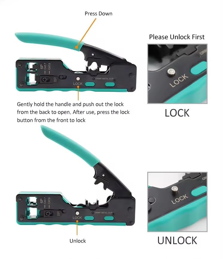 Image of SmartTech Cat7 / Cat5 Crimping PassThrough Tool Kit With Wire Stripper Cutter for Network RJ45 Ethernet LAN Cable Compatible With Connectors Cat5 Cat5e Cat6 Cat6A Cat7 and RJ11 RJ12 Telephone Cable