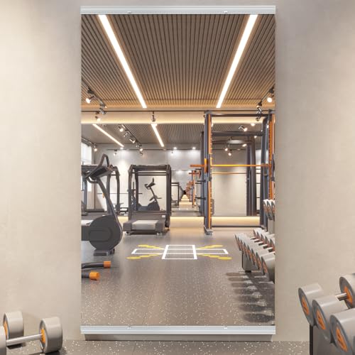 Home Gym Mirror, 48X24 Inch(1Pack) Large Frameless Tempered Glass Full Body Wall Mounted Mirror for Gym, Yoga, Exercise, Dance Studio