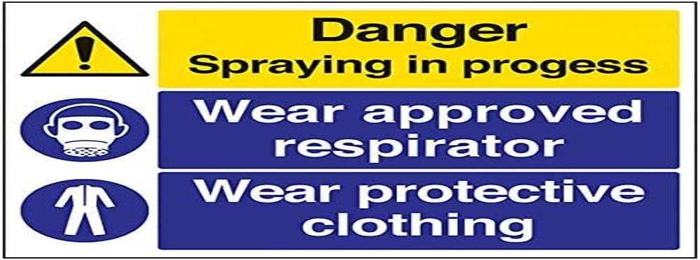 V Safety Danger Spraying In Progress Garage Sign - 400mm x 300mm - 1mm Rigid Plastic