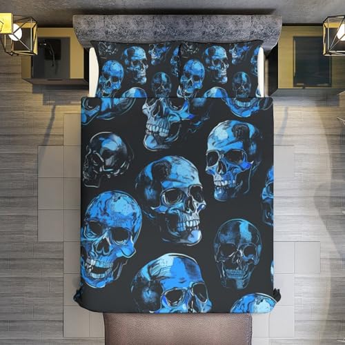 Ropa de cama con Halloween Death Horror funda nórdica de microfibra transpirable con fundas 8