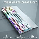 AULA F2088 Typewriter Style Mechanical Gaming Keyboard,Rainbow LED Backlit,Removable Wrist Rest,Media Control Knob,Retro Punk Round Keycaps,USB Wired Computer Keyboard,White - Image 4