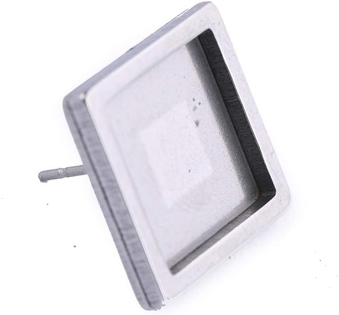 20pcs Stainelss Steel Earring Blanks Stud Fit 12mm Square Cabochon Earrings Base Setting Bezel Trays DIY with Backs image 2