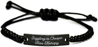 Sarcastic Juggling Black Rope Bracelet, Juggling is Cheaper Than Therapy, Unique Gifts for Friends