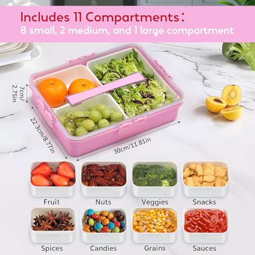 11-Compartment Sunhanny Divided Snackle Box Charcuterie Tray w/ Handle (Pink) 9.99 + Free Shipping w/ Prime or + 50% Off Code KNYIYT8D - image 2