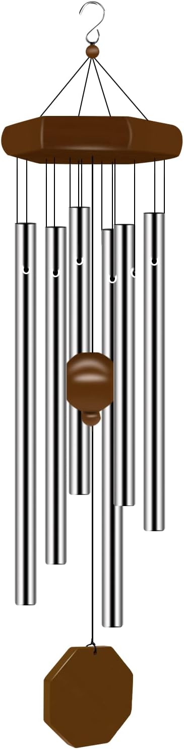 Wind Chimes for Outside, Wind Chimes Outdoor Deep Tone with 6 Tuned Tubes, Memorial Wind Chime for Garden, Patio and Home