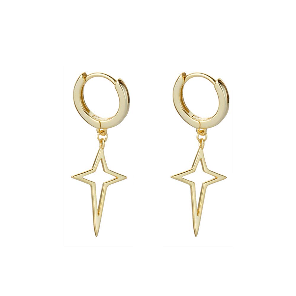 Minimalist Cross Star Dangle Drop Small Hoop Earrings for Women Girls 925 Sterling Silver Charms Huggie Hoops Constellation Tiny Star Cartilage Earring Pierced Ear Crucifix Jewelry