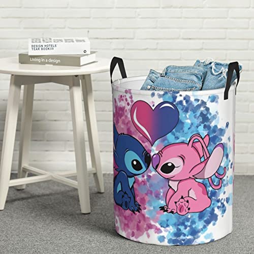 Cute Cartoon Laundry Basket, Large Collapsible Circular Laundry Hamper With Handles, Clothes Hamper For Bedroom Bathroom Family Kids & Adults 62L #TOP6