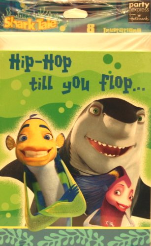 Invitaciones para fiestas de Shark Tale para cumpleaños infantiles en piscina