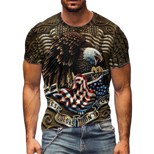 Four Seasons Sports Fashion Eagle Art Men's 3D Printed Short Sleeved T-Shirt Pajama Full Body Printed T-Shirt Top