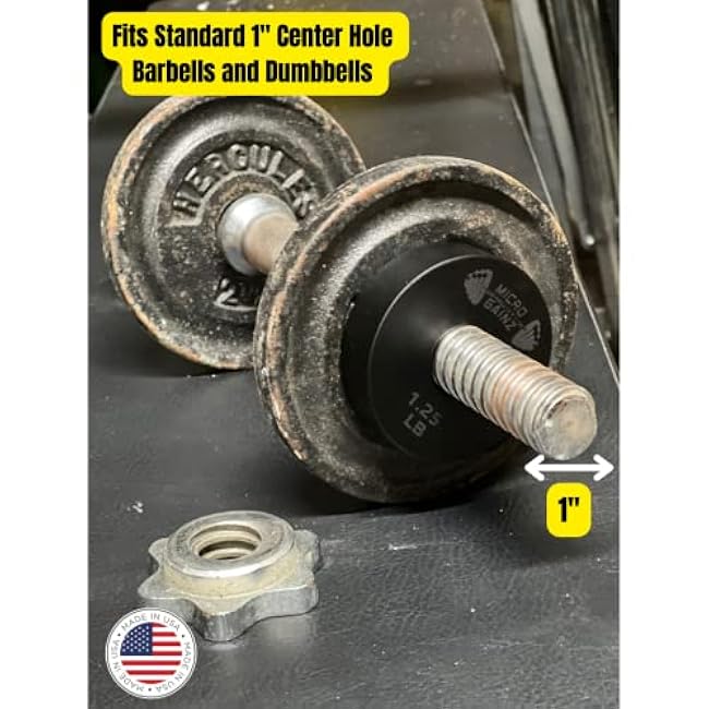 Micro Gainz Standard 1-Inch Center Hole Yellow .50LB Fractional Weight Plates 8 Piece Set- Designed for Standard 1-Inch Barbells and Dumbbells, Made in USA