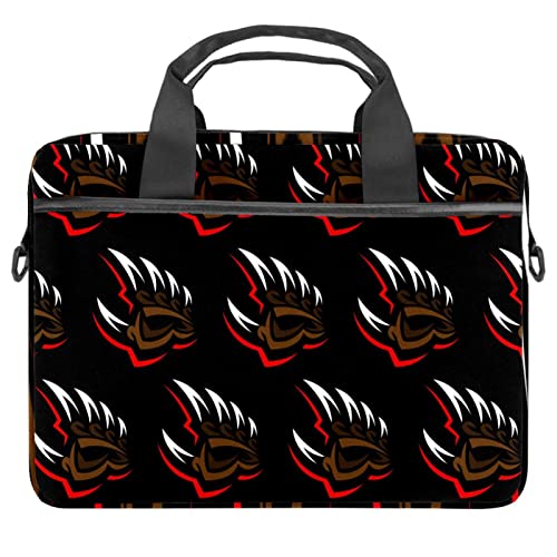 Sac à bandoulière pour ordinateur portable 13 à 14.5 pouces rouge et multicolore avec motif grizzly