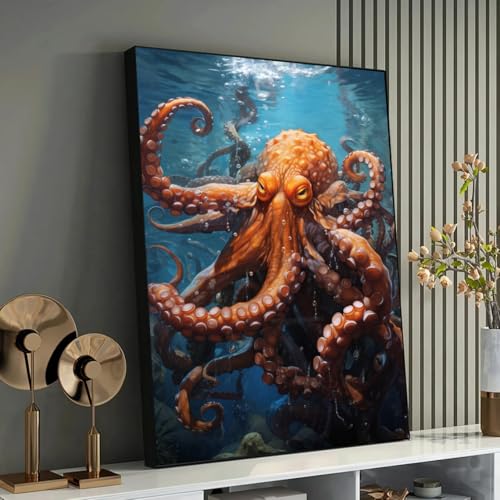 Art marin pieuvre impression sur toile haut de gamme pour décoration thème nautique