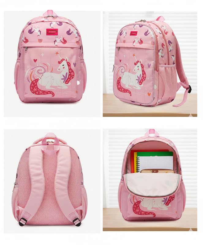 Image of Frantic Waterproof Polyester 35 L School Backpack With Pencil /Staionery Pouch School Bag Class 1 to 8 Daypack Picnic Bag For School Going Boys & Girls(RR Pink Dream Unicorn B)