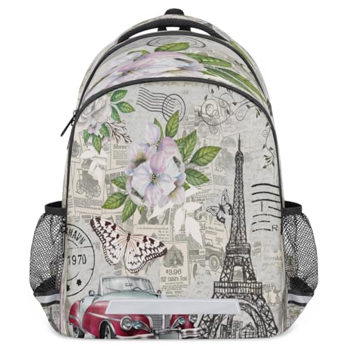 Newspaper Car Pylon Butterfly Backpack with Chest Strap Reflective Lightweight Travel Hiking Backpack for Men Women Waterproof Daypack Back Pack for Commute Camping2