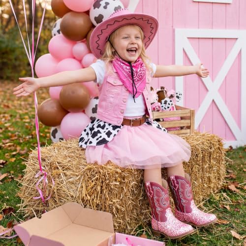 Image of Motasha Girls Cowgirl Boots Unisex-Child Mid Calf Glitter Toddler Cowboy Boot Little Big Kids Western Riding Shoes