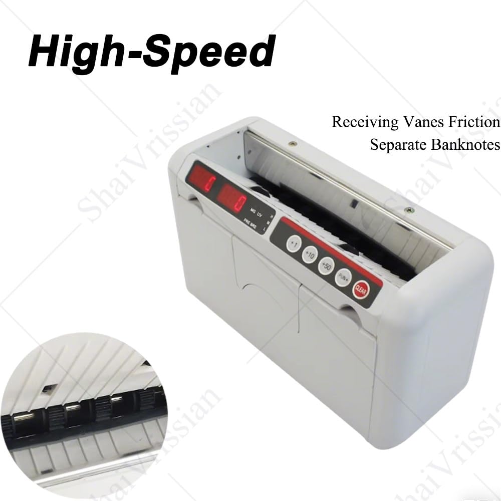 Macchina Conta Banconote,Professionale,Portatile,Ad Alta velocità,800 Note/Minuto,Rilevamento di Banconote Contraffatte,Doppio Display LED,per Negozi E Aziende