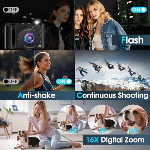 Digitalkamera für Anfänger Bofypoo mit 64MP Autofokus und 32G Speicherkarte