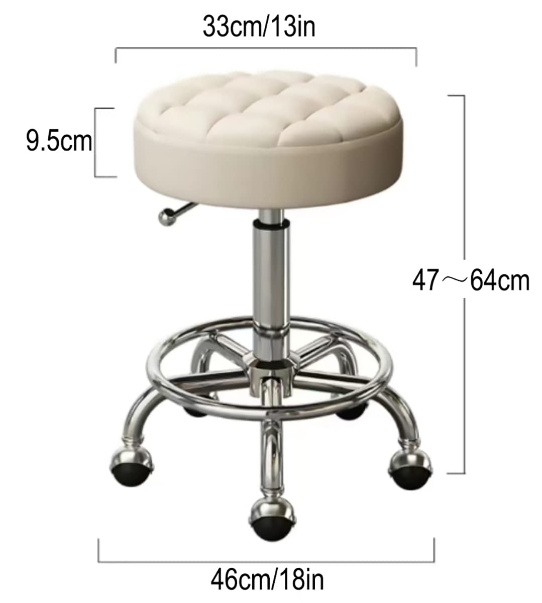 Silla giratoria de altura ajustable con ruedas y reposapiés, color gris oscuro, ideal para belleza, peluquería, estética y oficina en casa