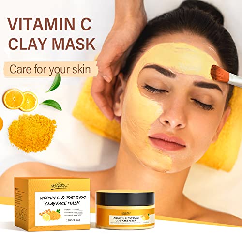 Pop Modern.c Turmeric Vitamin C Clay Mask Deep Cleansing Face Mask Skin Care Improve Blackheads Acne Dark Spots And Even Out Skin Tone Facial Mask Control Oil And Refining Pores #TOP5