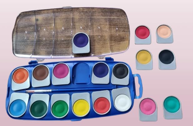 Doms 12+6 Refillable Aqua Water Colour Cakes 30mm + Water Colour Tube(12) Shades Combo| FREE 2 Brushes + 1 Colour Palette| Rich Pigmented Colours| Useful For Artists, Students & Art Lover - Image 7 thumbnail