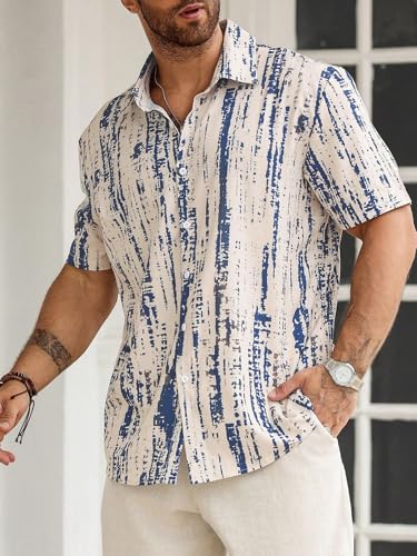 Image of Lymio Shirt for Men| Men's Shirt Abstract Printed Button Down - Slim Fit Casual Wear | Short Sleeve & Breathable | Trendy Beach & Holiday Ready (Packs Also Available) (Tiedite)