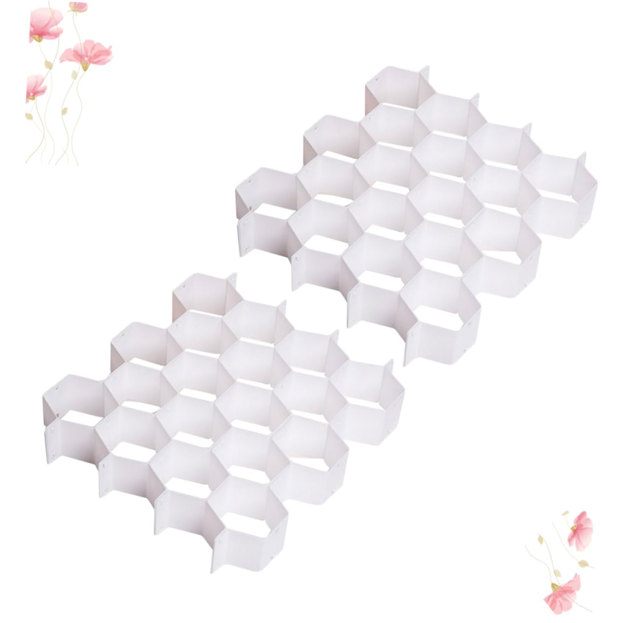TOPBATHY Divisori per Cassetti a Nido D'ape in Plastica, Organizer per Cassetti Regolabile, Set da 4 Pezzi per Biancheria Intima, Calzini e Trucco, Salvaspazio per Armadio e Cassettiera