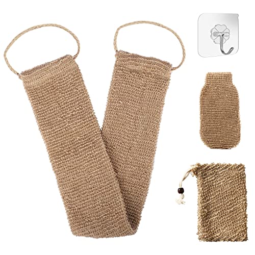 Gants de Crin Naturel en Chanvre,Sangle Lave Dos,Lanière Crin Gants,Eponge Exfoliante Dos en Chanvre Naturel,Accessoires pour le Bain,Gratte dos,Hammam Nettoie et Dos Corps Bain Douche Hommes Femmes Cover