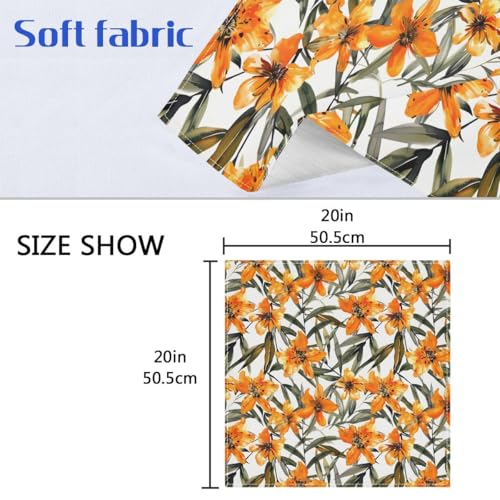 Servilletas de Tela Naranja Floral 6 un 20x20 pulg miniatura 2
