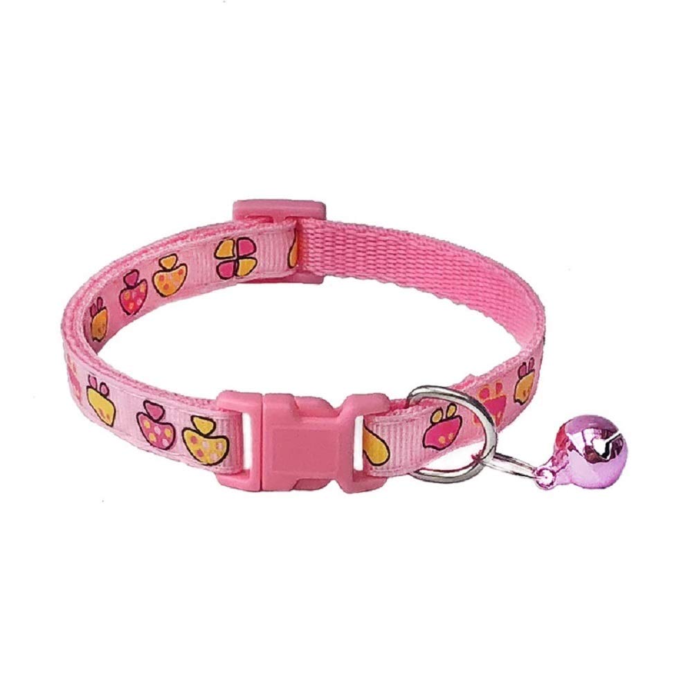 Adjustable Cartoon Patterns Cat Dog Collar with Bell (Pink Mushrooms)