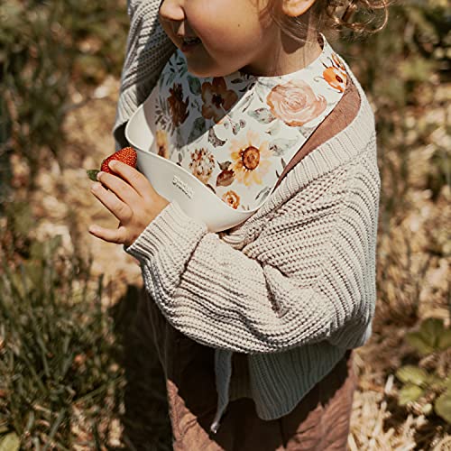 Stadela Baby Silicone Feeding Bib, Waterproof Adjustable, Baby Girl, Floral Bohemian Print With Flowers #TOP1
