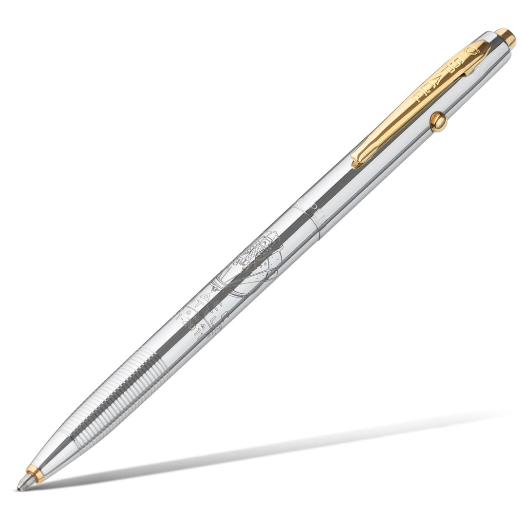 Fisher Space Pen Shuttle CH4-CES Kugelschreiber-Set (Geschenk-Set mit Sammlermünze – ideal für Raumfahrt-Fans, schreibt im Weltall, unter Wasser und bei extremen Temperaturen) Chrome