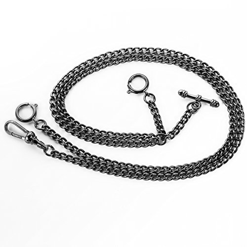 ManChDa Pocket Watch Double Albert Chain T-Bar Watch Chain Link 16 inch 3 Hook