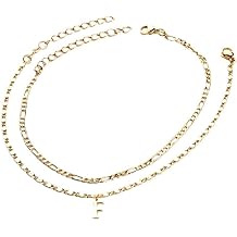 VEKAYA 2PCS Gold Anklet Anklets for Women Bracelet Bracelets Waterproof Gold Plated Initial Letter Anklet Jewelry for Women