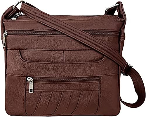 Leather Concealed Carry Crossbody Purse - YKK Locking CCW Ambidextrous Gun Bag Roma 7082