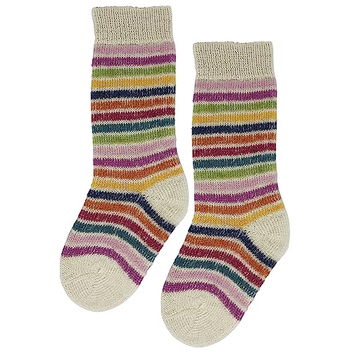 Kids Wool Socks: Pure Organic Virgin Wool Socks with Colorful Stripes, Size Baby – 8 Years