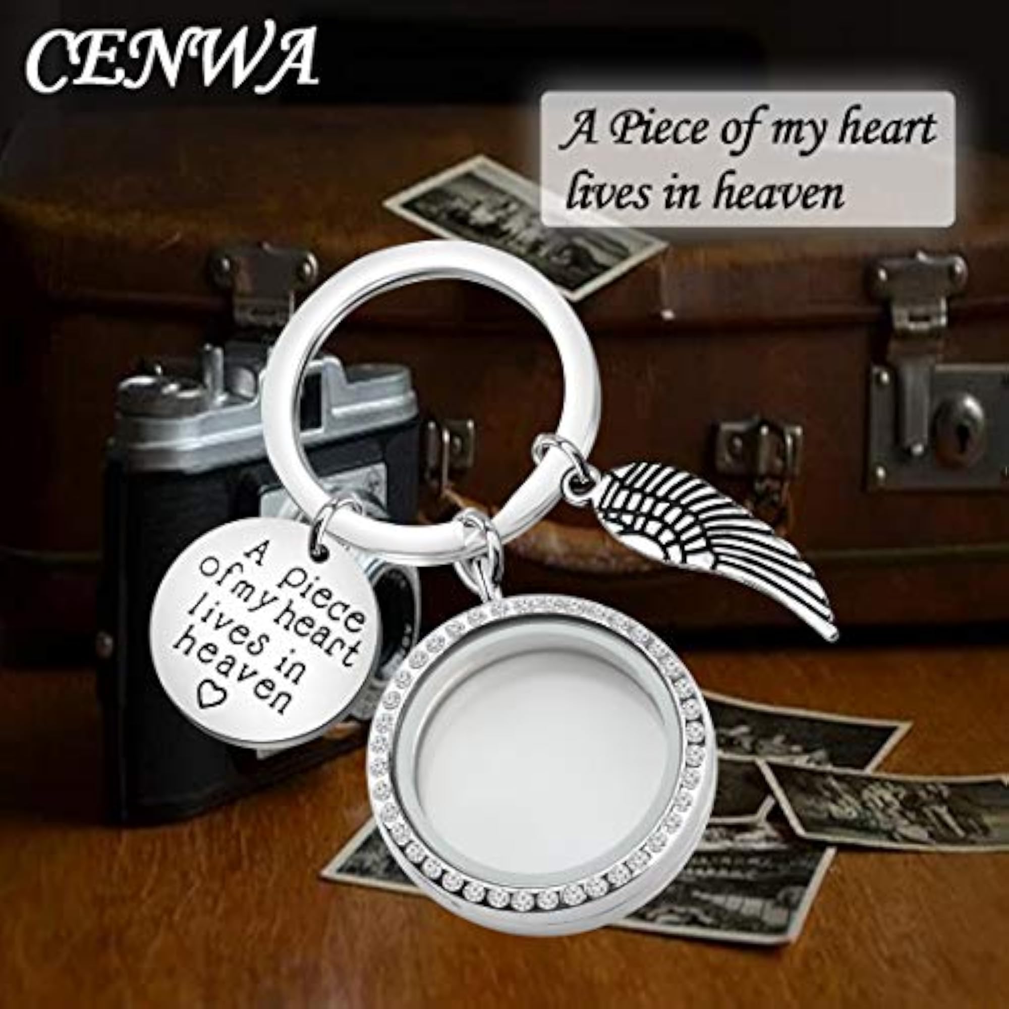 Memorial Photo Frame Keychain, Sympathy Gift