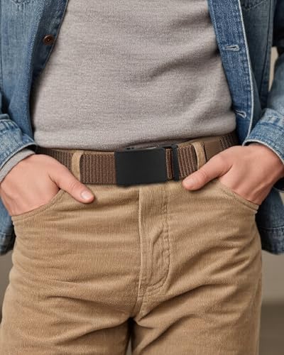 Image of CHAOREN 1.5 inch Nylon Ratchet Belts for Men - Adjustable Casual Work Belt with Slide Buckle - Trim to Fit