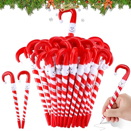 GOUYENG Bolígrafos de Tinta de Gel de Navidad,60 piezas Bolígrafos Navideños,Bolígrafo de Navidad,Bolígrafos de Bastón de Caramelo,Bastón de Fiesta de Navidad Oficina Escolar Papelería